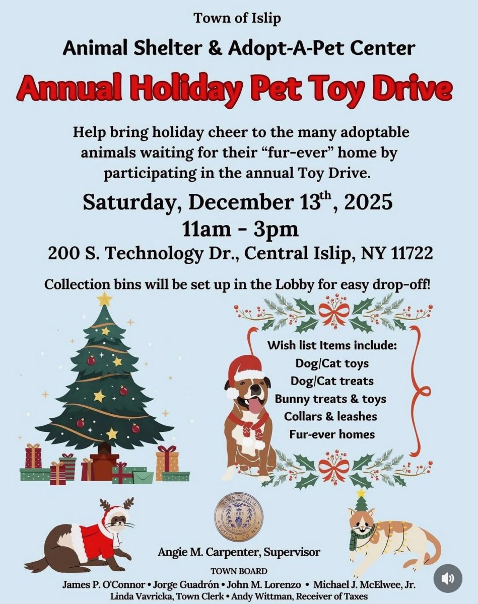 Information on how to support the Islip Animal Shelter Annual Holiday Pet Toy Drive.